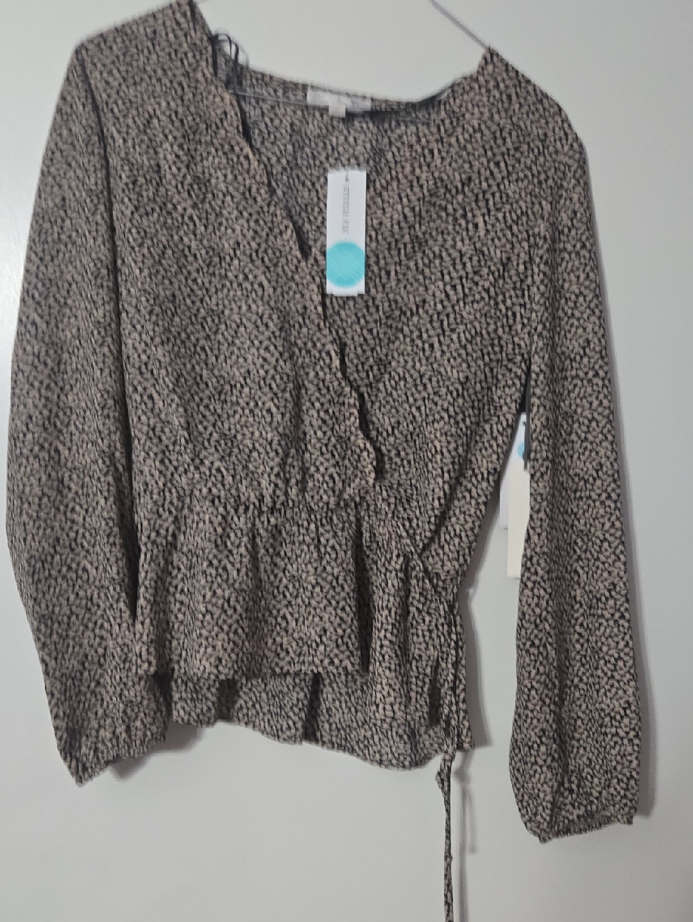 nine britton Black and Cream Abstract Print Blouse